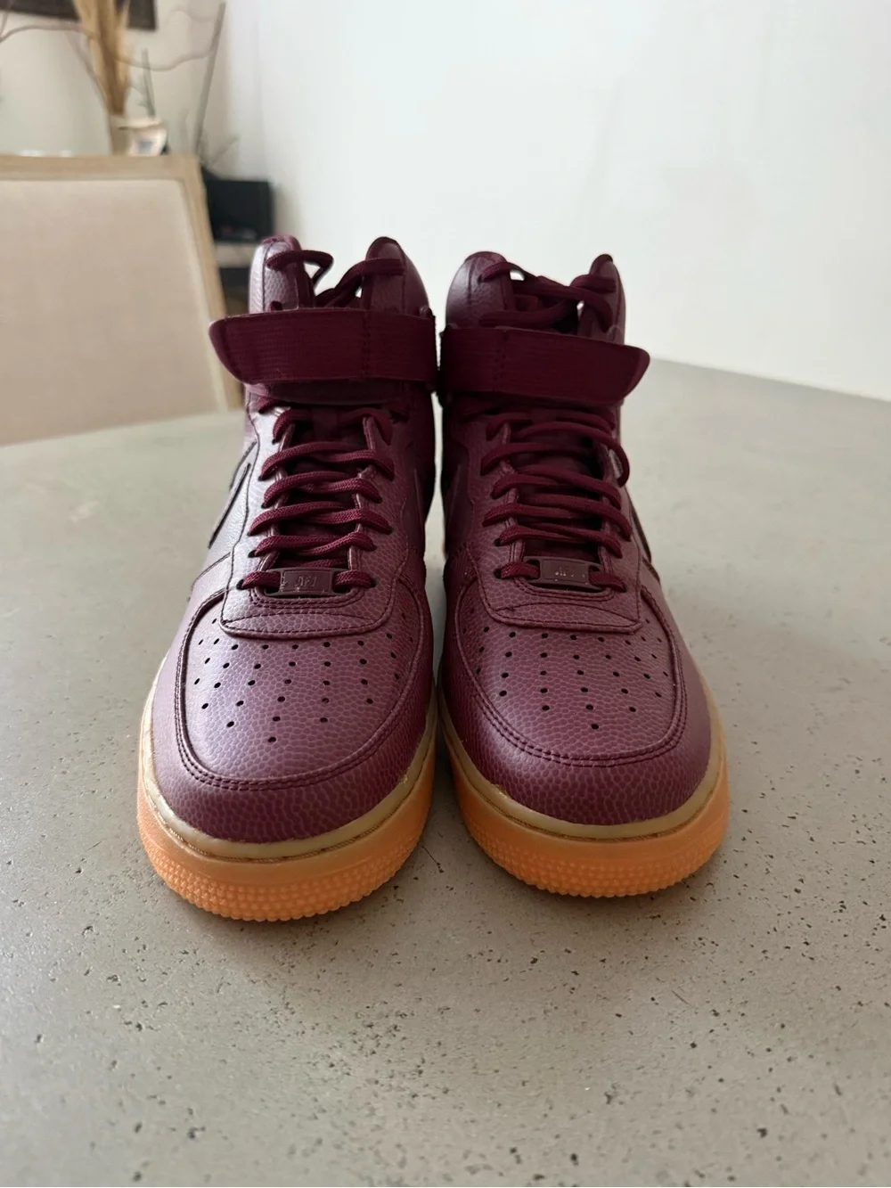 Nike Men’s High-Top Sneakers in Burgundy with Gum Sole